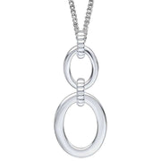 Beginnings Double Oval Drop Textured Connection Link Pendant - Silver