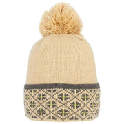 Chapeau à pompon Dents Fair Isle Brim - Beige caramel/gris anthracite