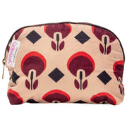 Elie Beaumont Serendipity Velvet Cosmetic Pouch - Coffee Geo Tulip Brown