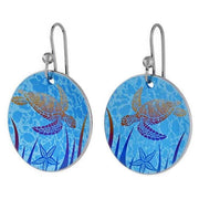 Ti2 Titanium Turtle Drop Earrings - Blue