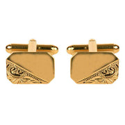 David Van Hagen Engraved Cufflinks - Gold