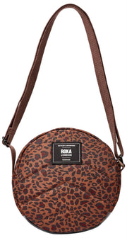 Roka Paddington Small Recycled Canvas Crossbody Bag - Mini Leopard Brown