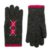 dents-argyle-marl-yarn-knitted-gloves---charcoalfuchsia-pink-34477606