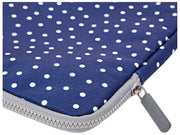 Roka Brick Lane Recycled Canvas Laptop Sleeve - Navy Polka Dot