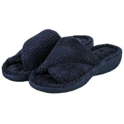 isotoner-popcorn-turnover-open-toe-slippers---navy-34523362