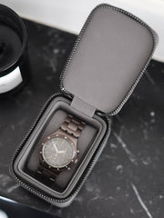 Mini boîte à montres de voyage zippée Stackers - Gris ardoise