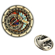 Bassin and Brown Astronomical Clock Lapel Pin - Mint/Orange/Black/Gold