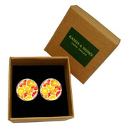 Bassin and Brown Oranges and Lemons Cabachon Cufflinks - Orange/Yellow