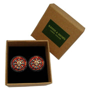 Bassin and Brown Viking Symbol Cufflinks - Burnt Orange/Antique Silver