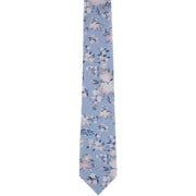 Michelsons of London Textured Springtime Floral Polyester Tie and Pocket Square Set - Blue/Pink