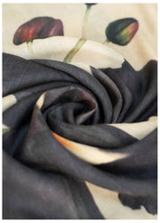 Powder Midnight Orchid Wool Wrap Scarf - White