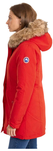 Helvetica Mountain Pioneers Lilli Hooded Parka Jacket - Red/Natural