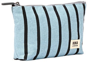 Roka Maida Vale Petite pochette en toile de coton - Rayure bleue