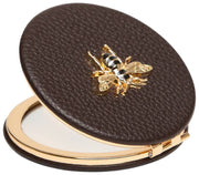 Alice Wheeler London Round Compact Mirror - Chocolate Brown