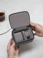 Boîte à montres de voyage moyenne zippée Stackers - Gris ardoise