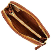 Portefeuille en cuir de paille Campomaggi Veracruz - Beige naturel/bronzage cognac