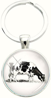 Bassin and Brown Cow Key Ring - Black/White