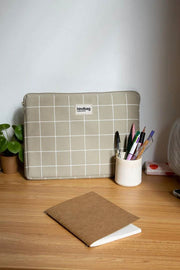 Hindbag Ava Small 13inch Laptop Case - Sage Green/White Check