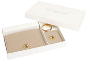 Alice Wheeler London Coffret cadeau porte-cartes et porte-clés avec nœud - Beige pierre