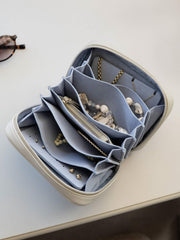Stackers Expanding Travel Jewellery Case - Oatmeal/Blue