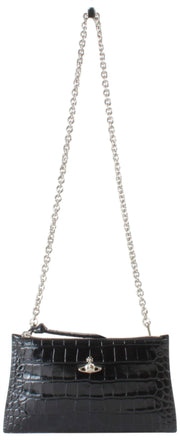 Vivienne Westwood Petite pochette plate zippée à motif croco - Noir