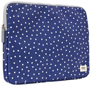 Roka Brick Lane Recycled Canvas Laptop Sleeve - Navy Polka Dot