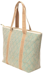 Sac fourre-tout d'été Elie Beaumont - Tissage géométrique Aqua