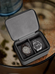Boîte à montres de voyage moyenne zippée Stackers - Gris ardoise