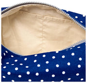 Roka Mayfair Petite trousse de toilette en toile de coton - Bleu marine à pois