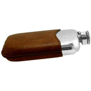 english-pewter-company-6oz-captive-top-hammered-purse-flask-and-pouch---silverbrown-34473132