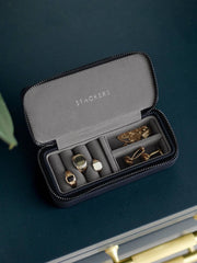 Boîte à bijoux de voyage moyenne zippée Stackers - Bleu marine