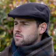 Casquette Plate en Tweed à Chevrons Dents Grafham - Marron Chocolat