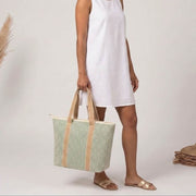 Sac fourre-tout d'été Elie Beaumont - Tissage géométrique Aqua