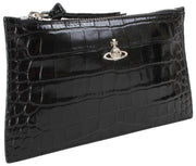 Vivienne Westwood Petite pochette plate zippée à motif croco - Noir
