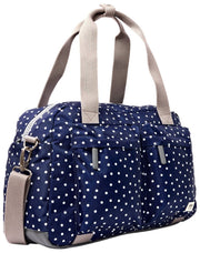 Petit sac de sport en toile recyclée Roka Gatwick - Bleu marine à pois