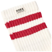 Roka Windsor Stripe Crew Socks - Cranberry Red