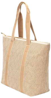 Elie Beaumont Summer Tote Bag - Gold Geometric Basketweave