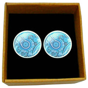 Bassin and Brown Paisley Cufflinks - Aqua Blue