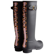 Hunter Original Tall Leopard Backstrap Wellington Boots - Black/Beige