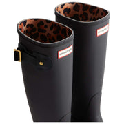 Hunter Original Tall Leopard Backstrap Wellington Boots - Black/Beige