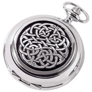 Woodford Never Ending Knot Chrome Plated Double Full Hunter Skeleton Pocket Watch - Silver/Black