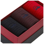 London Sock Company Merino Trio Coffret de 3 paires de chaussettes - Rouge/Marron
