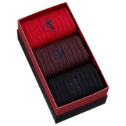London Sock Company Merino Trio Coffret de 3 paires de chaussettes - Rouge/Marron