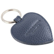 Byron and Brown Roma Leather Small Heart Key Ring - Navy