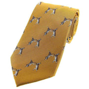 David Van Hagen Boxing Hares Woven Country Silk Tie - Gold