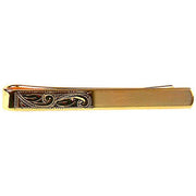 David Van Hagen Half Engraved Tie Slide - Gold