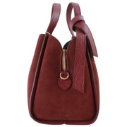Franchetti Bond Elsa Small Handbag - Burgundy Suede/Dollaro