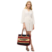 Superdry & Co Raffia Luxe Tote Bag - Eclipse Navy/Red/Ecru White