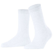 Falke Chaussettes Côtelées Brillantes - Blanc