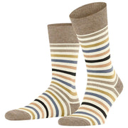 Falke Chaussettes à Rayures Teintées - Blanc Cassé